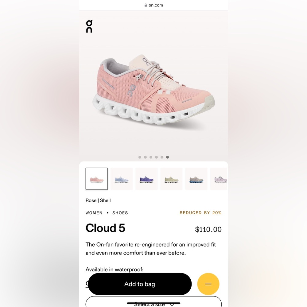 ON Cloud 5 size 7.5